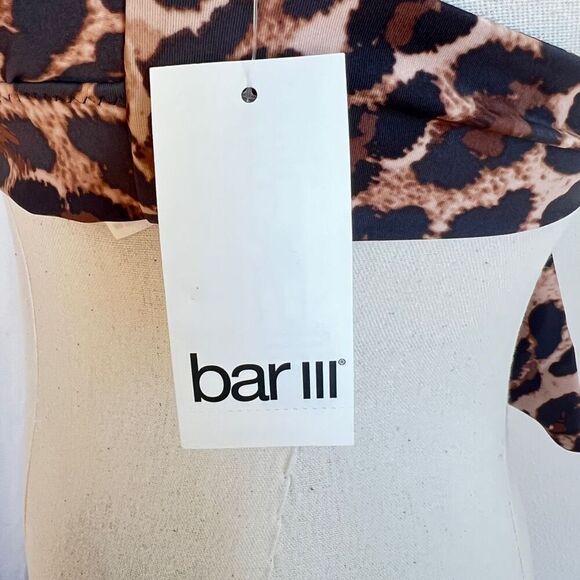 Bar III Cheetah Print Halter Bikini Top Brown Natural Size XS - Picture 7 of 10